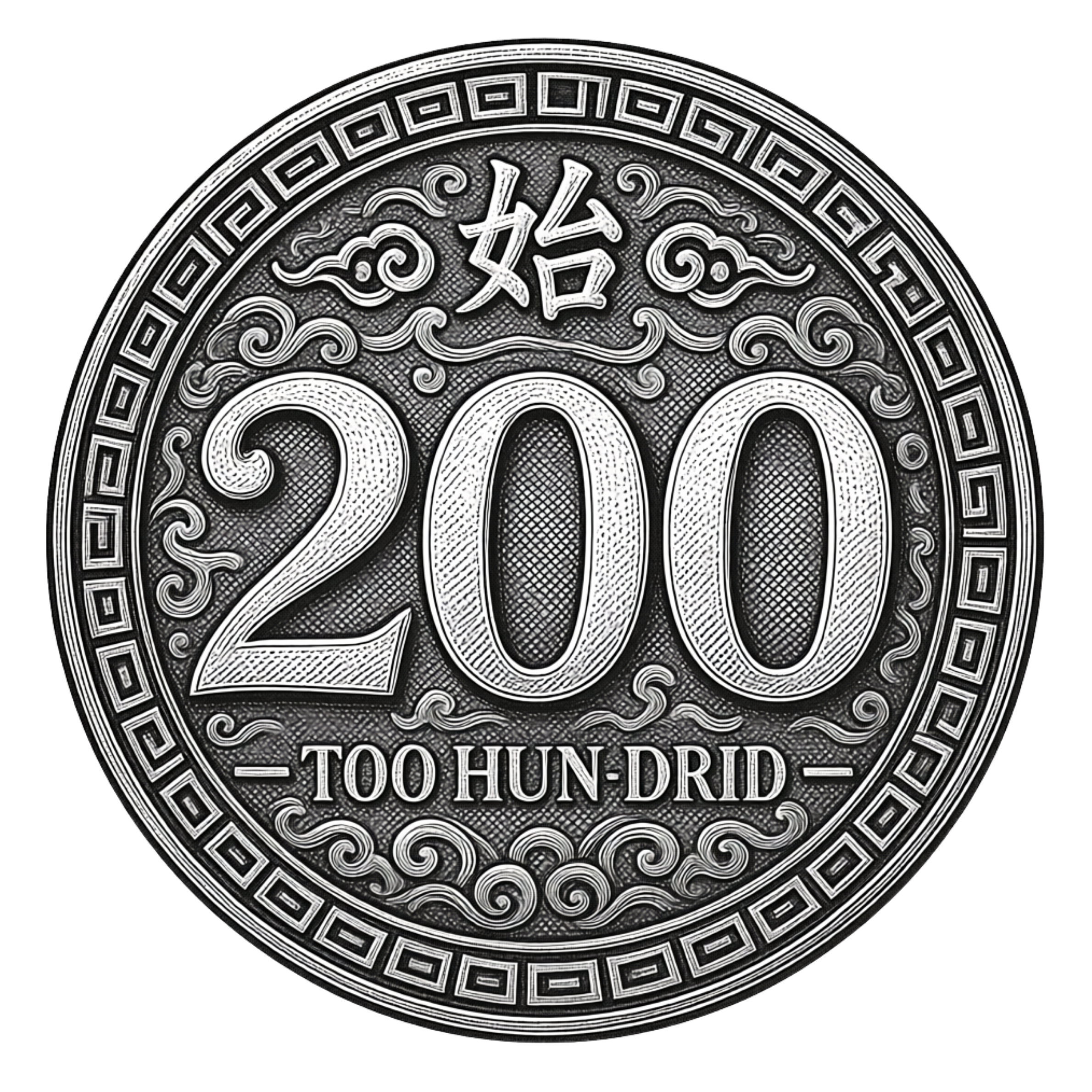The 200 Coin logo: a silver coin bearing the number 200
